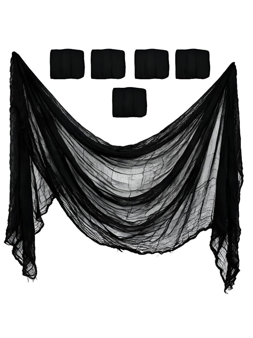 5 Pack 30x90 Black Halloween Cloth Creepy Cloth Tattered Gauze Decor